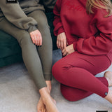 Ribbed high-waisted leggings